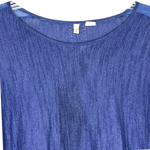 Moth for Anthropologie Lightweight Sweater with Sheer Sleeve Detail - Blues - L - Picture 4 of 13